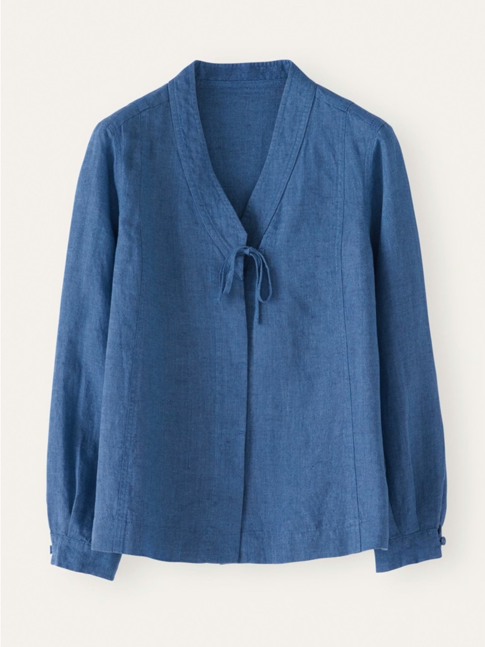 Poetry Kimono Style Indigo Blue Linen Button Shirt Size 10